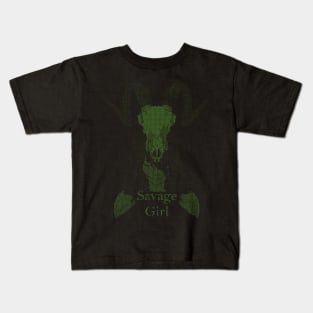 ASCii Savage Girl w/ text (Green) Kids T-Shirt